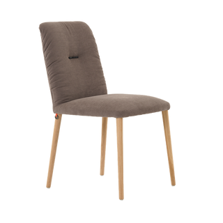 Mobitec Aura C0110 stoel in taupe stof, schuin vooraanzicht