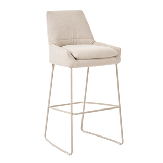 Mobitec Saga C1310 bar stool in ecru fabric, front three-quarter view