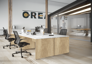 Retro desk with panel legs
