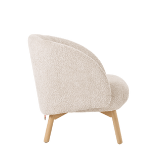 Mobitec Thalia R0118 fauteuil in ecru bouclé, zijaanzicht