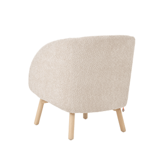 Mobitec Thalia R0118 fauteuil in ecru bouclé, schuin achteraanzicht