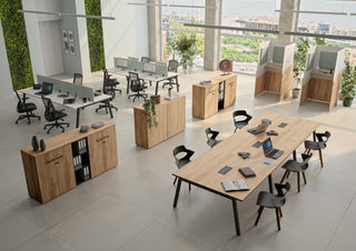 Buronomic Calme single-person workstation pods in Nebraska, white and sea green