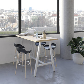 Buronomic Cohesion high coworking table with power supply in white and Nebraska