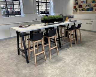 Buronomic Cohesion high coworking tables without power supply in black and white