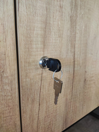 Buronomic Locker Eko door in wood decor, detail of the key lock