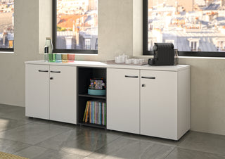 Witte Buronomic Quietude kastcombinatie van 72 cm met zwarte open kolom onder het raam