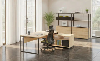 Stricto executive desk with right-hand storage unit