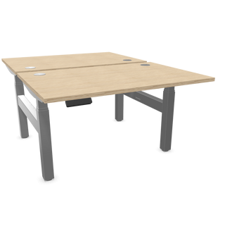 Buronomic Envol Evo multi-werkplek voor twee personen in wire oak met aluminium onderstel