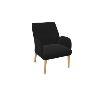 Mobitec Enora C0112 fauteuil in zwarte stof met houten poten, configuratieweergave