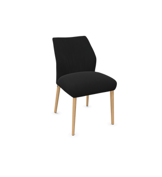 Mobitec Enora C0410 stoel in zwarte stof met houten poten, configuratieweergave