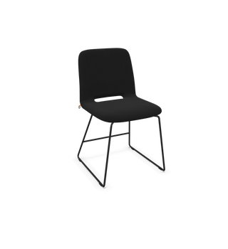 Mobitec Pamp C1010 stoel in zwarte stof met zwart sledeframe, configuratieweergave