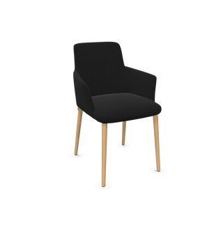 Mobitec Rob C0212 armstoel in zwarte stof met houten poten, configuratieweergave