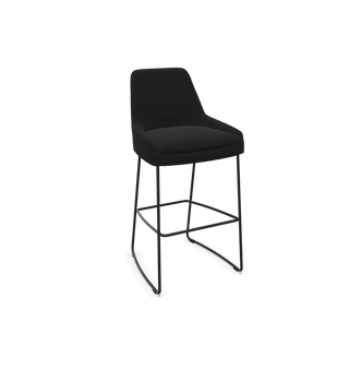 Mobitec Saga C1310 barkruk in zwarte stof met zwart sledeframe, configuratieweergave