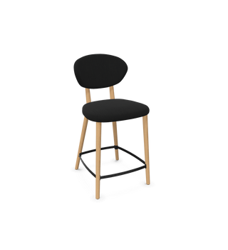 Mobitec Toro C0910 barkruk in zwarte stof met houten frame, configuratieweergave